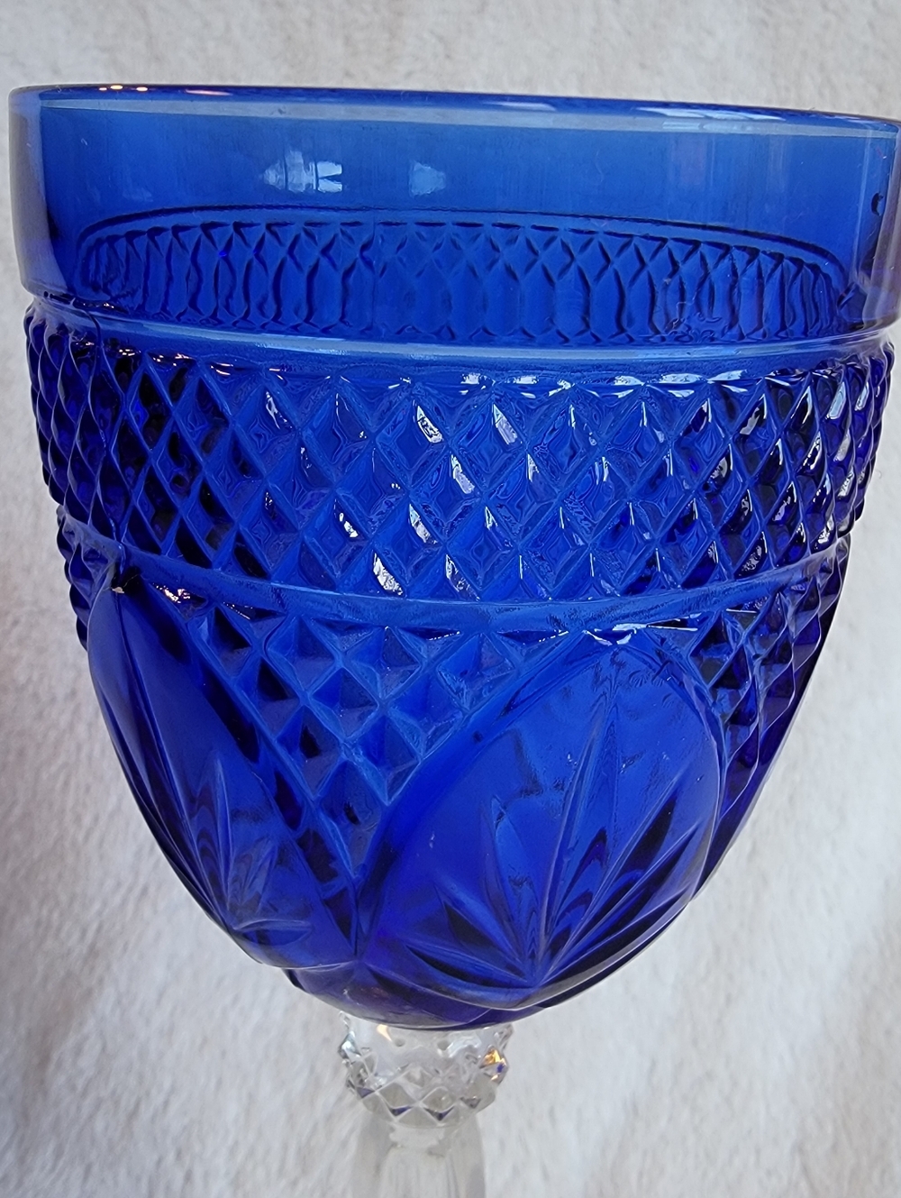 Set of 4 Cristal d’Arques Durand Sapphire Blue vintage Cobalt Cut Crystal Goblet - Picture 5 of 11